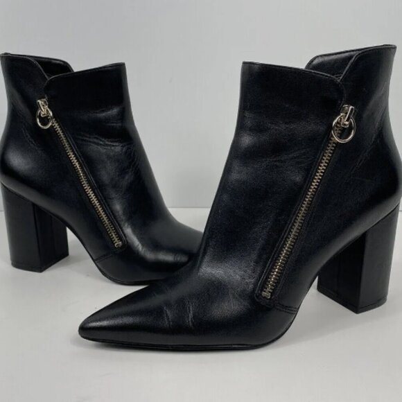 Nine West Shoes - Nine West Size 10 Russity Ankle Bootie Women’s Black Pointed Toe Zipper Leather